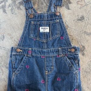 OshKosh B'gosh Denim Overalls with Pink Hearts